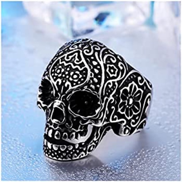Brand New Unisex Size 2-2.5 Skull Punk Ring Stainless Steel Motor Rider Ring - Picture 2 of 8